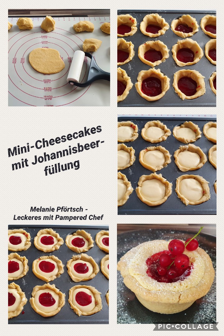 Mini-Cheesecakes mit Johannisbeerfüllung aus der Muffinform Deluxe