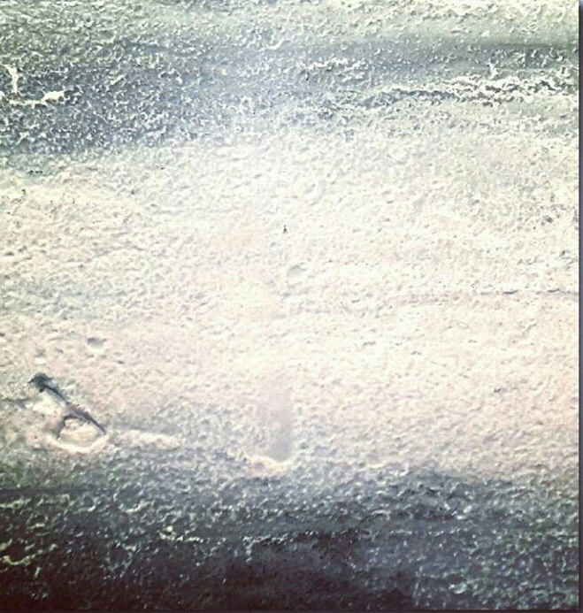 Nordmeer, Leinwand mit Sumpfkalk, Pigment und Wachs 15x15 im Objektrahmen 25x25