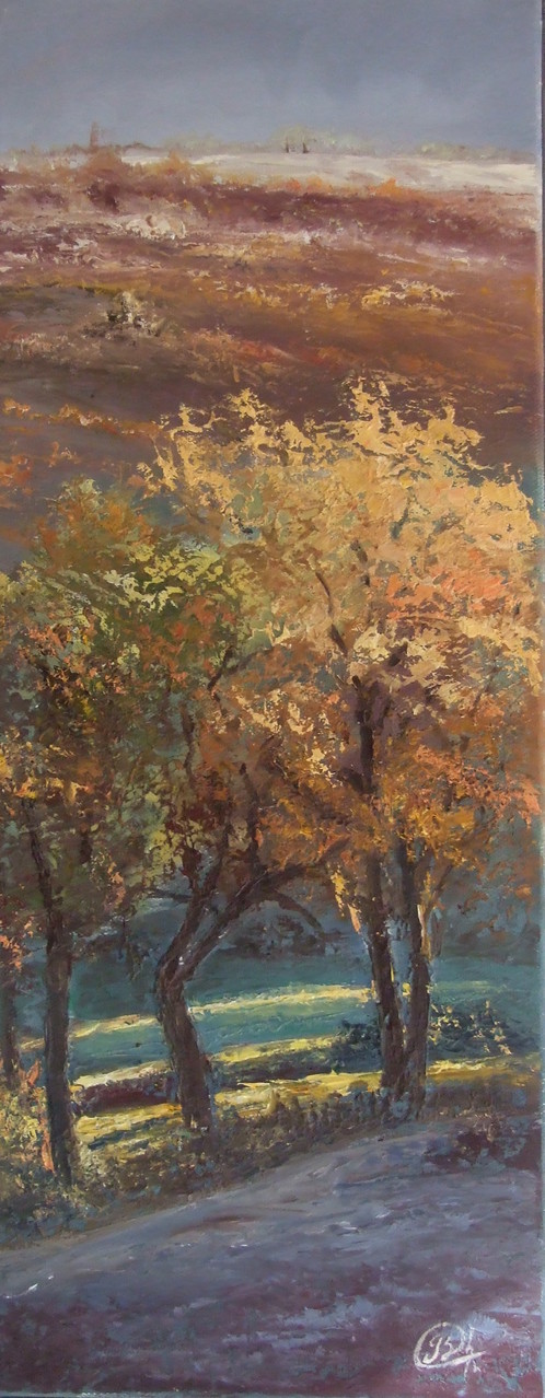 Lumière d'automne / huile sur toile 50x20.