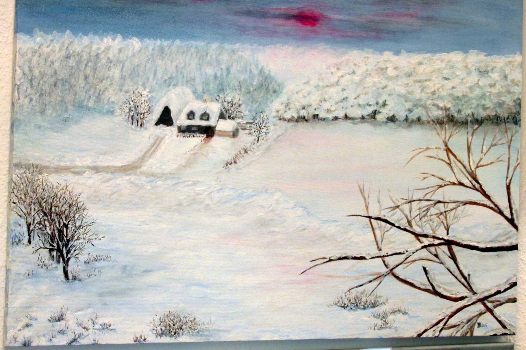 Winter auf dem Land,Acryl a. L. gerahmt, 50x70cm, 280 €,Verkauft