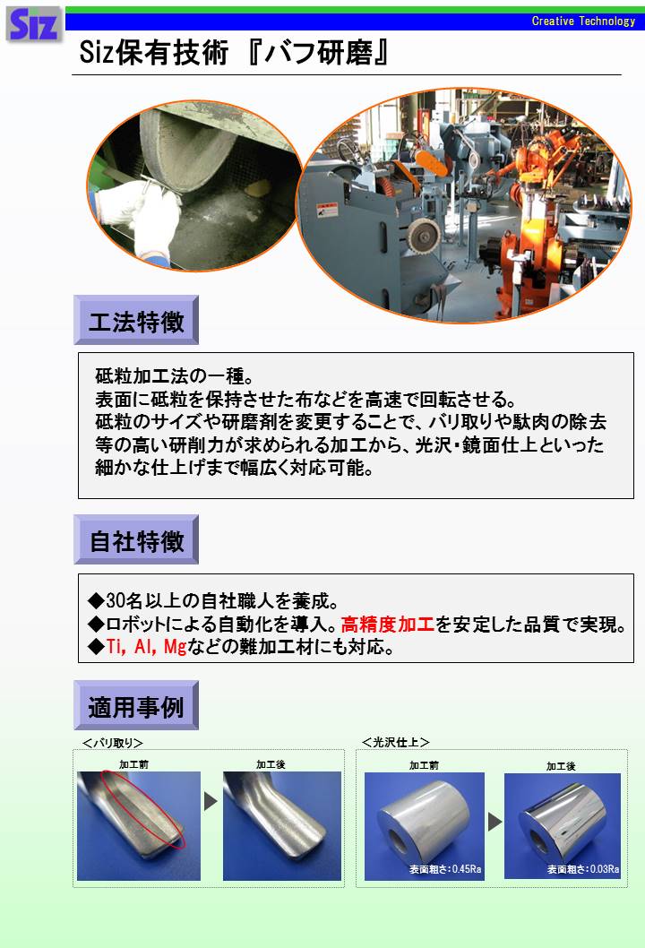 バフ研磨 - チタン・マグネシウムの表面処理 難加工金属の特殊部隊
