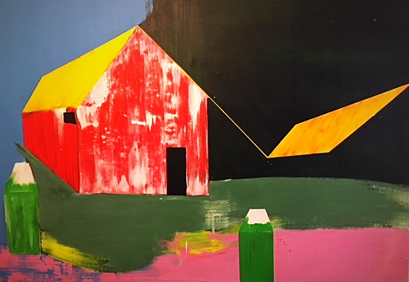 Florent Girard / Komposition mit Haus / 120 x 200 cm   3.900, EUR