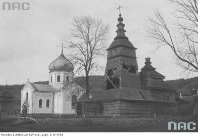 Pętna - stara cerkiew drewniana z 1700 roku i nowa murowana św. Paraskewy (lata 1918 - 1934)