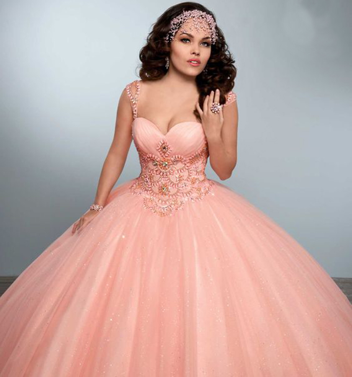 Vestidos de 15 años cortos color salmon hot sale
