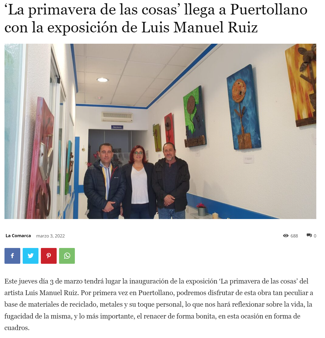 ‘La primavera de las cosas’ llega a Puertollano con la exposición de Luis Manuel Ruiz