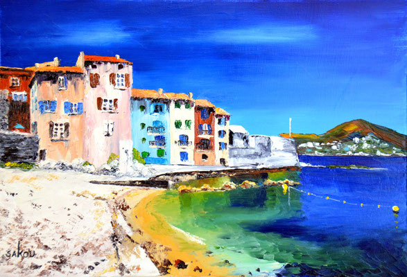 Petit port de pêche de la côte varoise - 55x38 cm - SKOMBM3P10 - Disponible