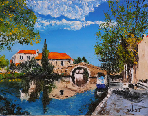 Port sur le canal du Midi - 35x27 cm - SKOBFR17F5 - Disponible 