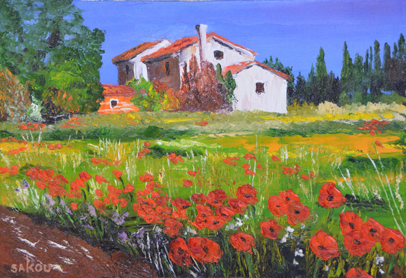 Coquelicots logeant le chemin - 55x38 cm - SKOCP2P10 - Disponible