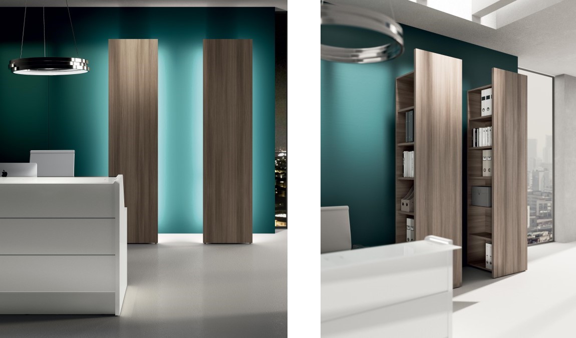 Librerie per reception con fronte visitatore pannellato