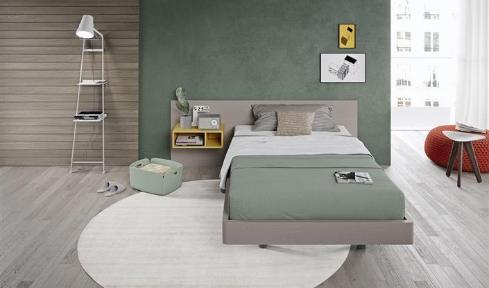 Cameretta Smart con finitura Natural e dettagli Lime