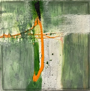 ‚Orange Series I‘, Mixed Media auf Canvas, 60x60cm
