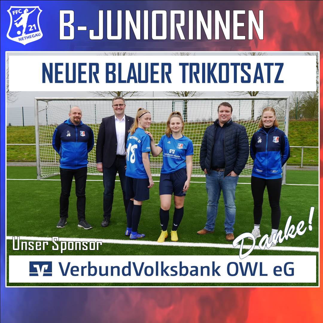 VerbundVolksbank OWL sponsort Trikots für die B- Juniorinnen des FFC Nethegau 21 e.V.