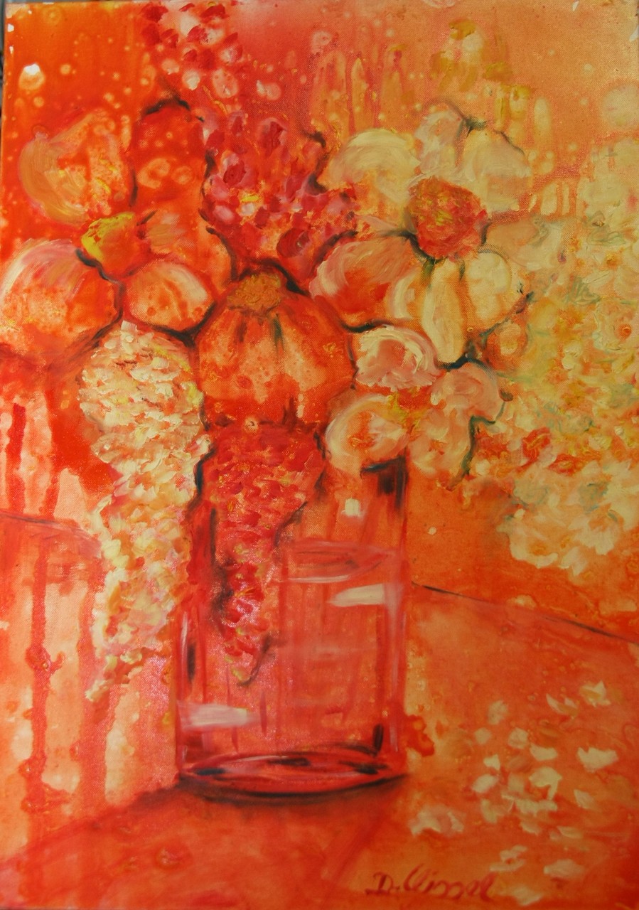 Blumenstrauß orange 50 x 70 cm