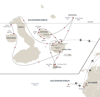 Routenkrte Galapagos Inseln 