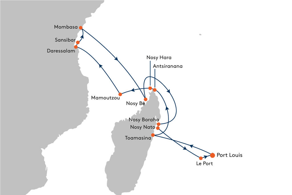 MS EUROPA - von Port Louis nach Port Louis Reise EUR2601 03.01.2026 - 22.01.2026 (19 Tage)