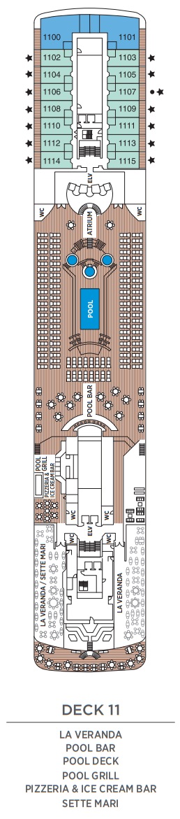 Regent Seven Seas Mariner Deckplan Deck 11