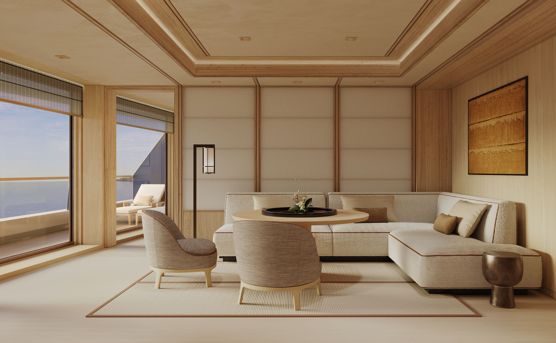 Aman at Sea Amangati Grand Suite Wohnbereich Couchecke und Stühle