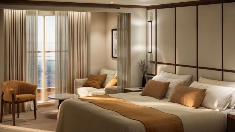 Crystal Grace Aquamarine Suite Schlaf- und Wohnbereich, Meerblick