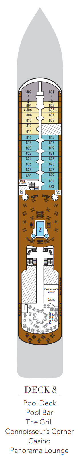 Silversea Silver Shadow Deckplan Deck 8
