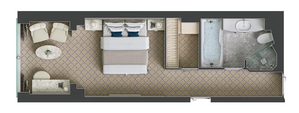 Suitenplan der Panorama Suite an Bord der Silver Muse