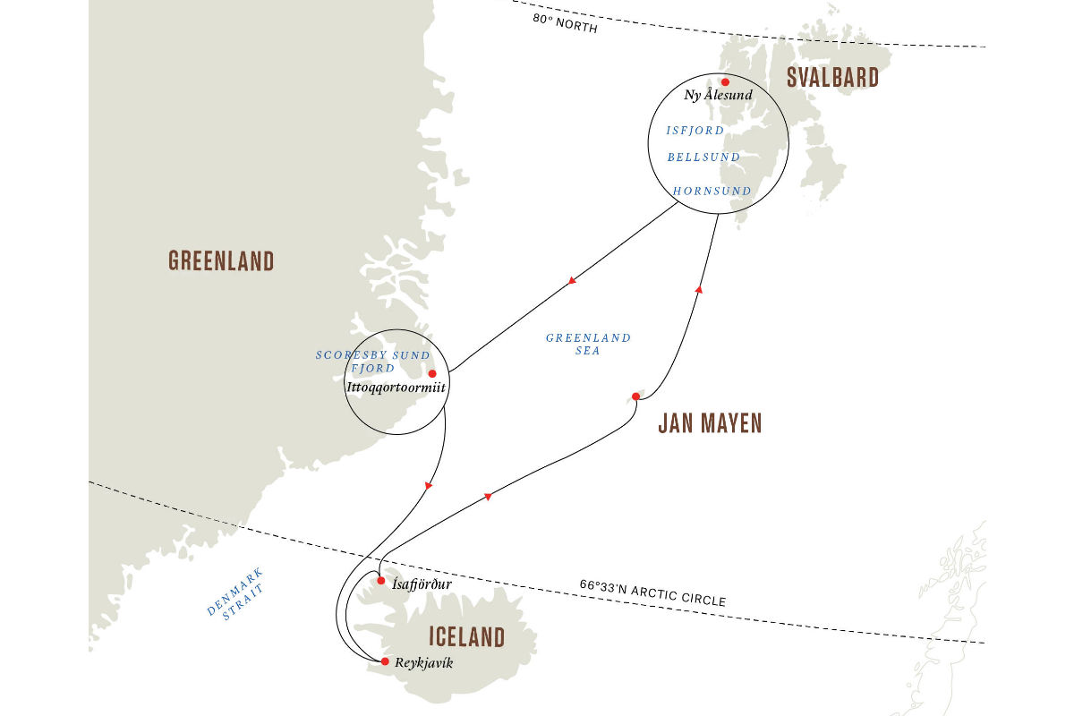 Spitzbergen, Grönland und Island