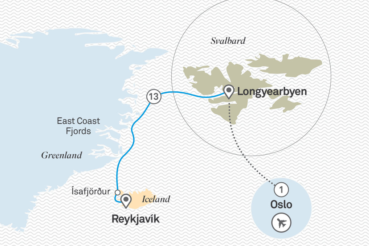 Spitzbergen, Grönland und Island