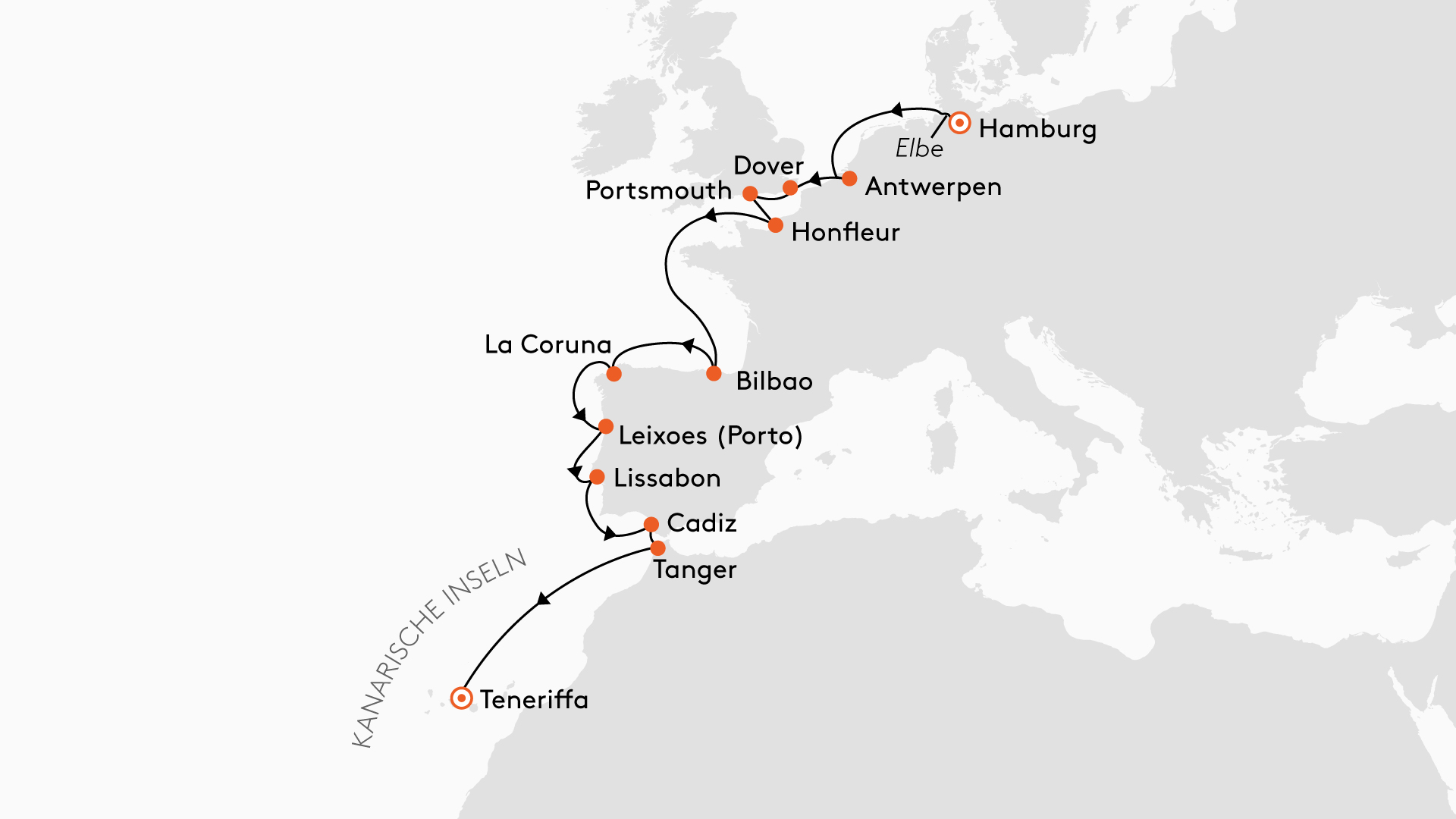 MS EUROPA - von Hamburg nach Teneriffa Reise EUR2580 24.10.2025 - 09.11.2025 (16 Tage)
