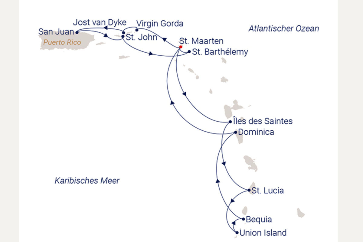 Segelkreuzfahrt karibische Inseln