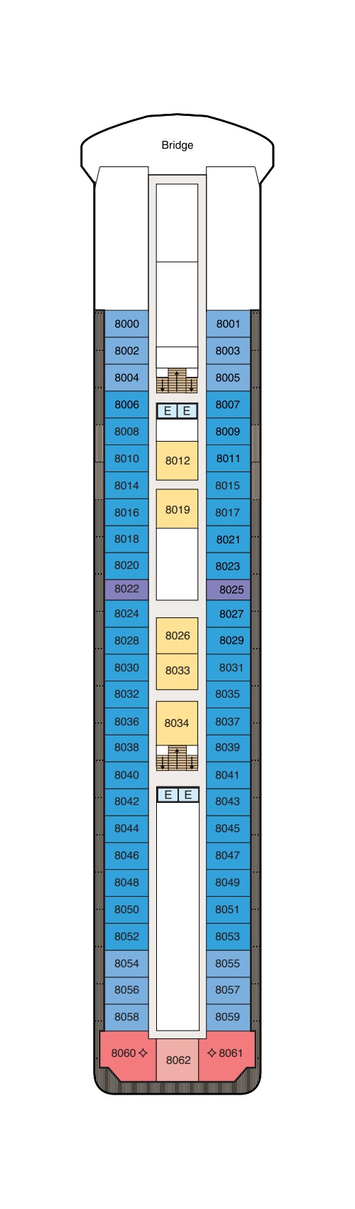 Der Plan von Deck 8 der Oceania Allura