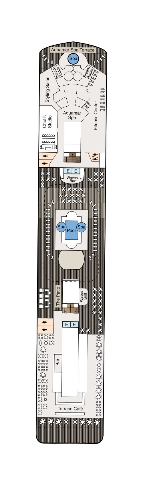 Der Plan von Deck 9 der Oceania Allura