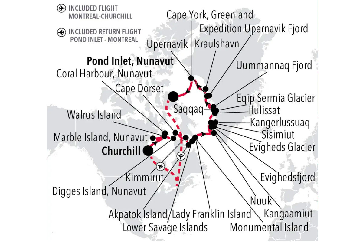 Von Churchill in Kanada über Grönland nach Nunavut