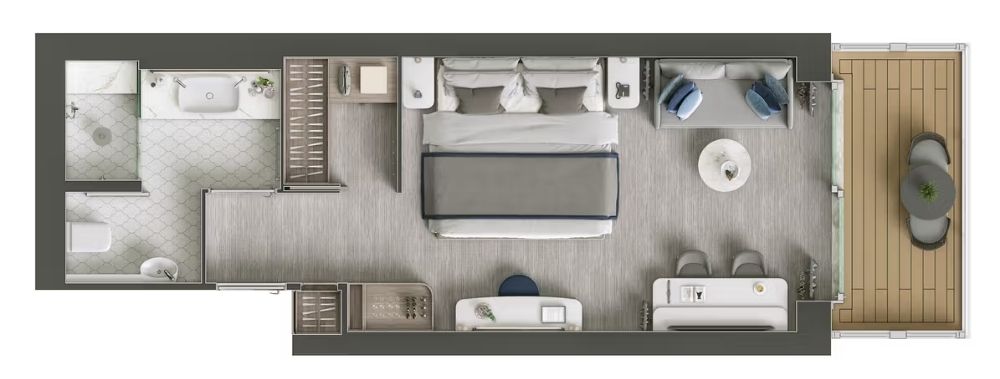 Silversea Silver Endeavour Deluxe Veranda Suite Grundriss