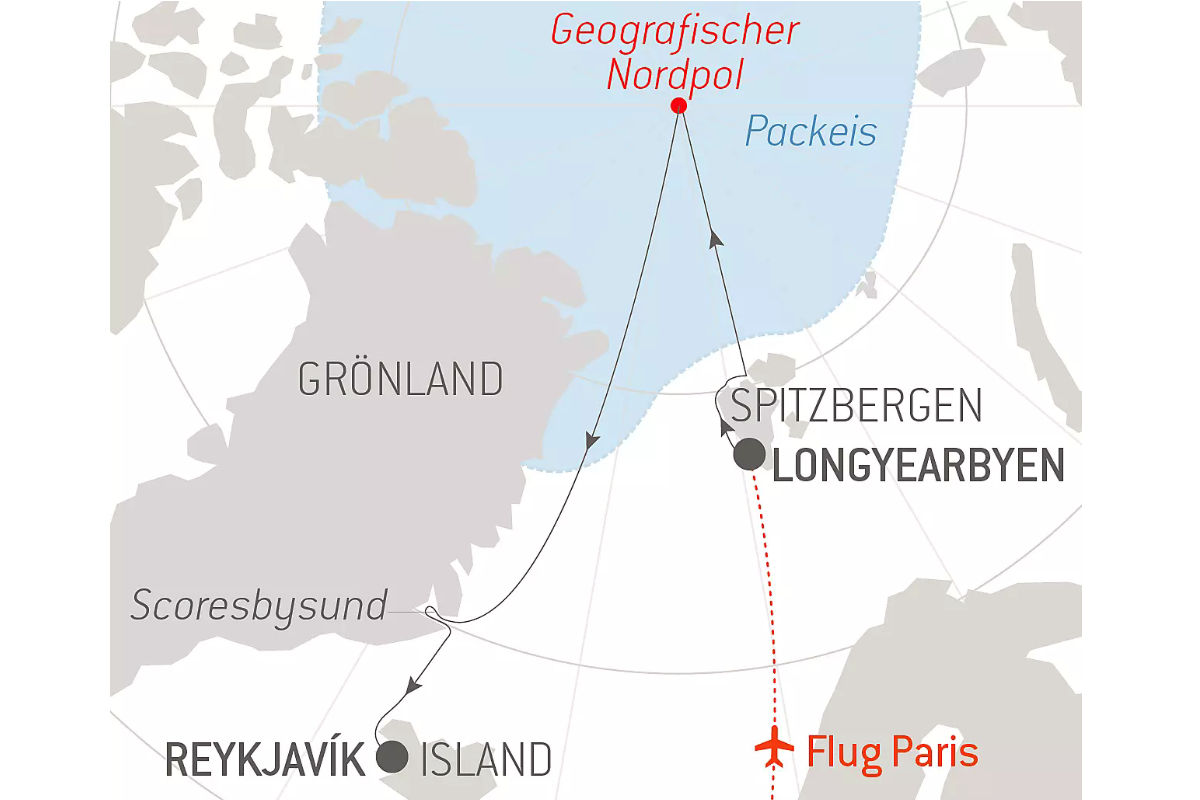 Kreuzfahrt zum geografischen Nordpol