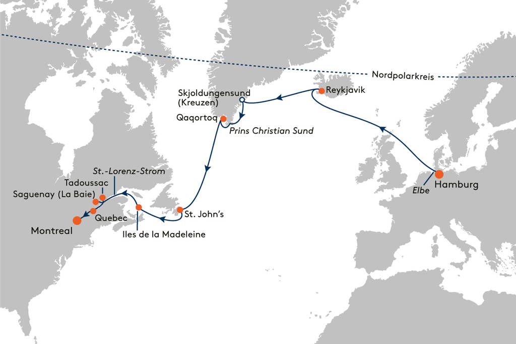 MS EUROPA - von Hamburg nach Montreal Reise EUR2520 12.09.2025 - 03.10.2025 (21 Tage)