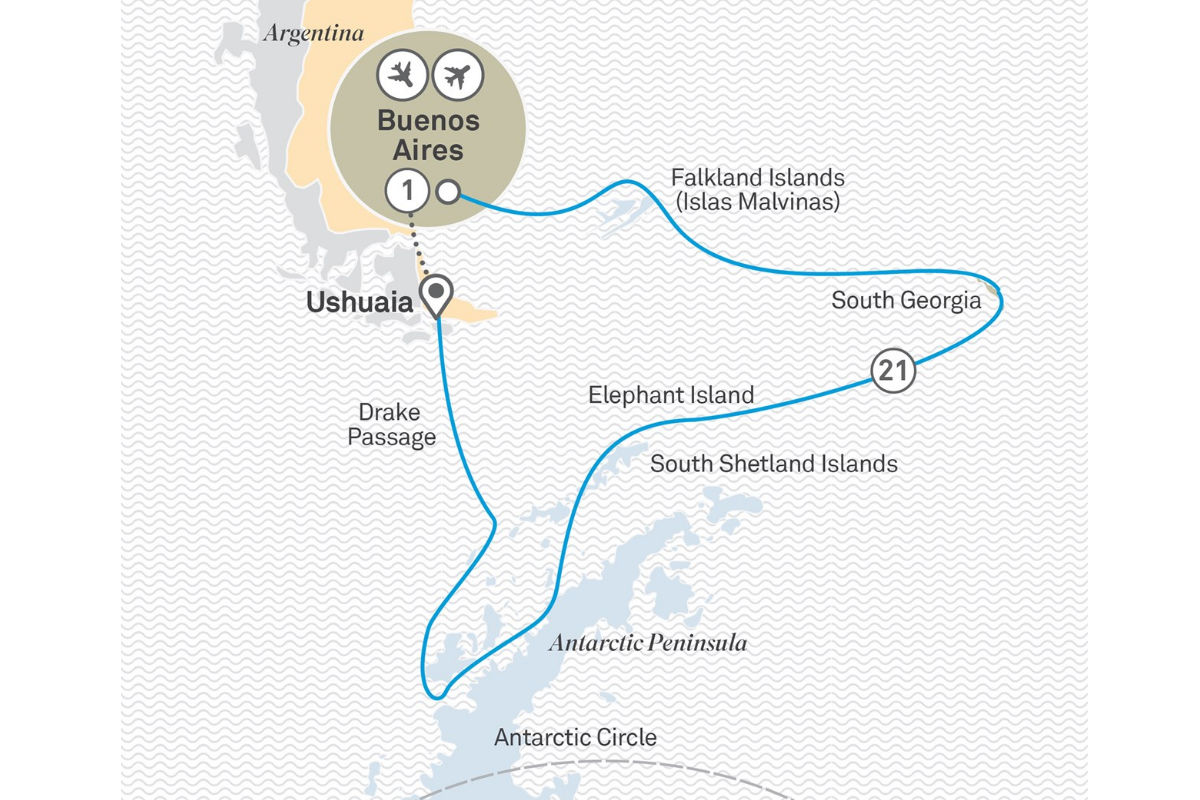 Antarktis, Südgeorgien und Falklandinseln