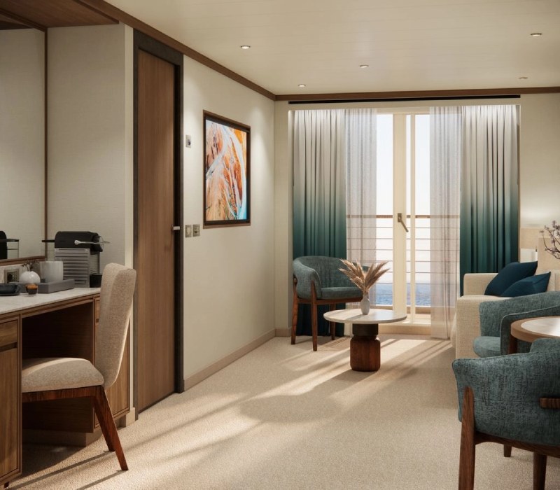 Crystal Grace Sapphire Suite Wohnbereich, Ausblick aufs Meer