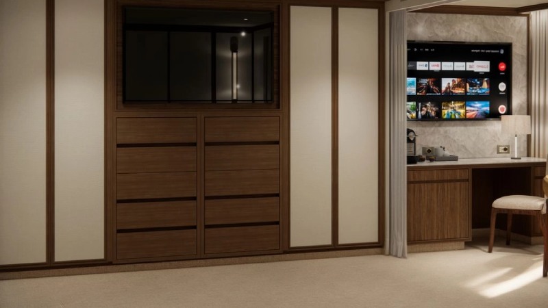 Crystal Grace Aquamarine Suite Kleiderschrank, TV, Sitzecke