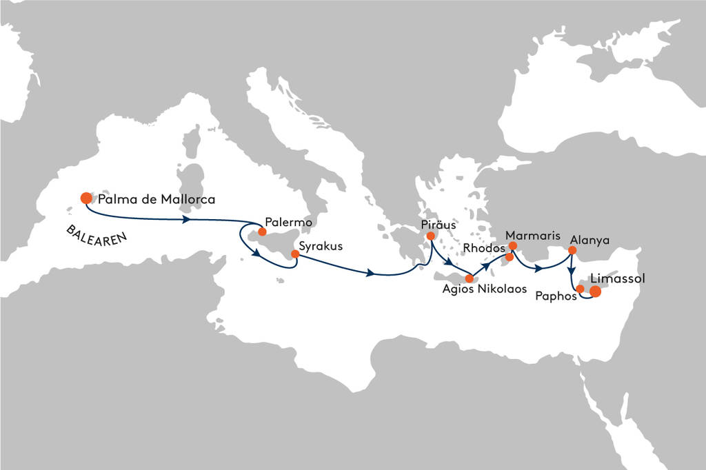 MS EUROPA - von Palma de Mallorca nach Limassol Reise EUR2523 09.11.2025 - 20.11.2025 (11 Tage)