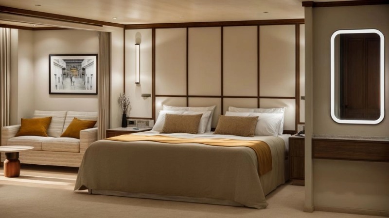 Crystal Grace Aquamarine Suite Schlafbereich Bett, Couch, Spiegel