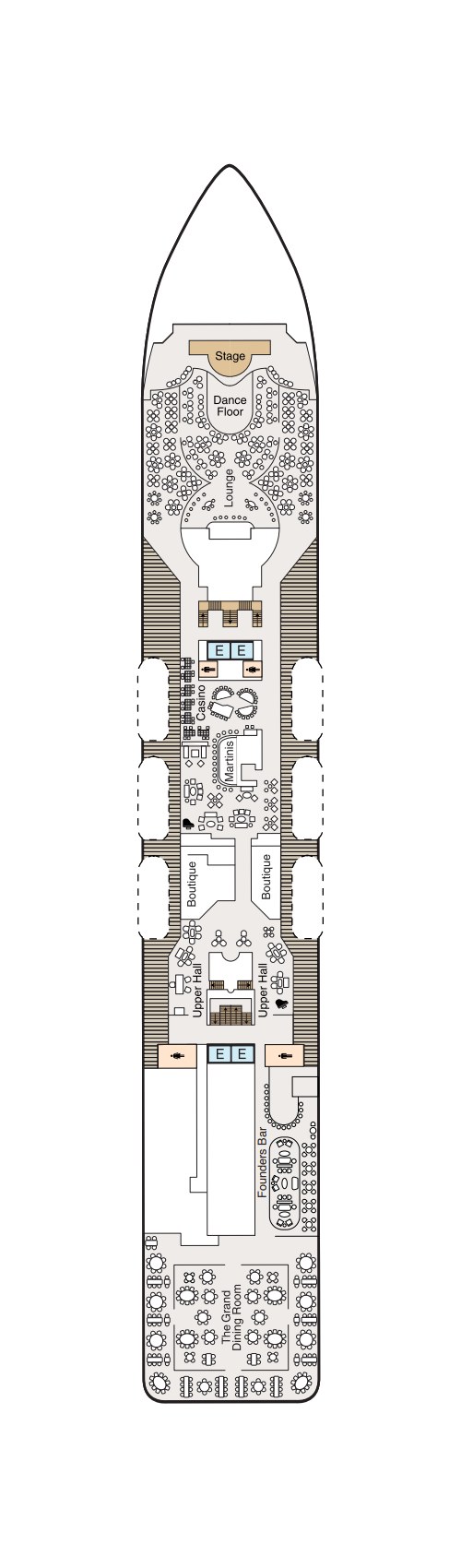 Der Plan von Deck 5 der Oceania Allura