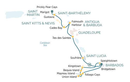 Routenkarte von Marigot nach Birdgetown