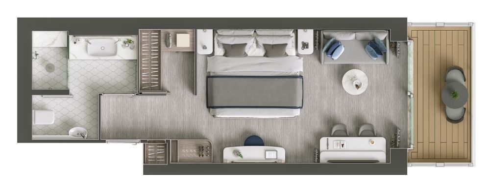 Silversea Silver Endeavour  Superior Veranda Suite Grundriss