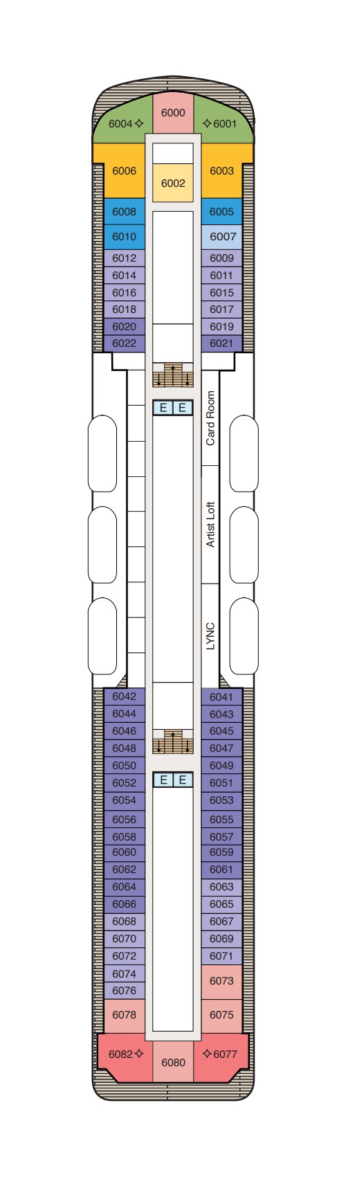 Der Plan von Deck 6 der Oceania Allura