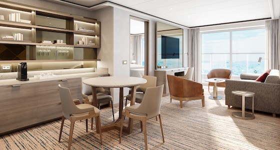 Eine luxuriöse Suite auf dem Kreuzfahrtschiff Silver Nova