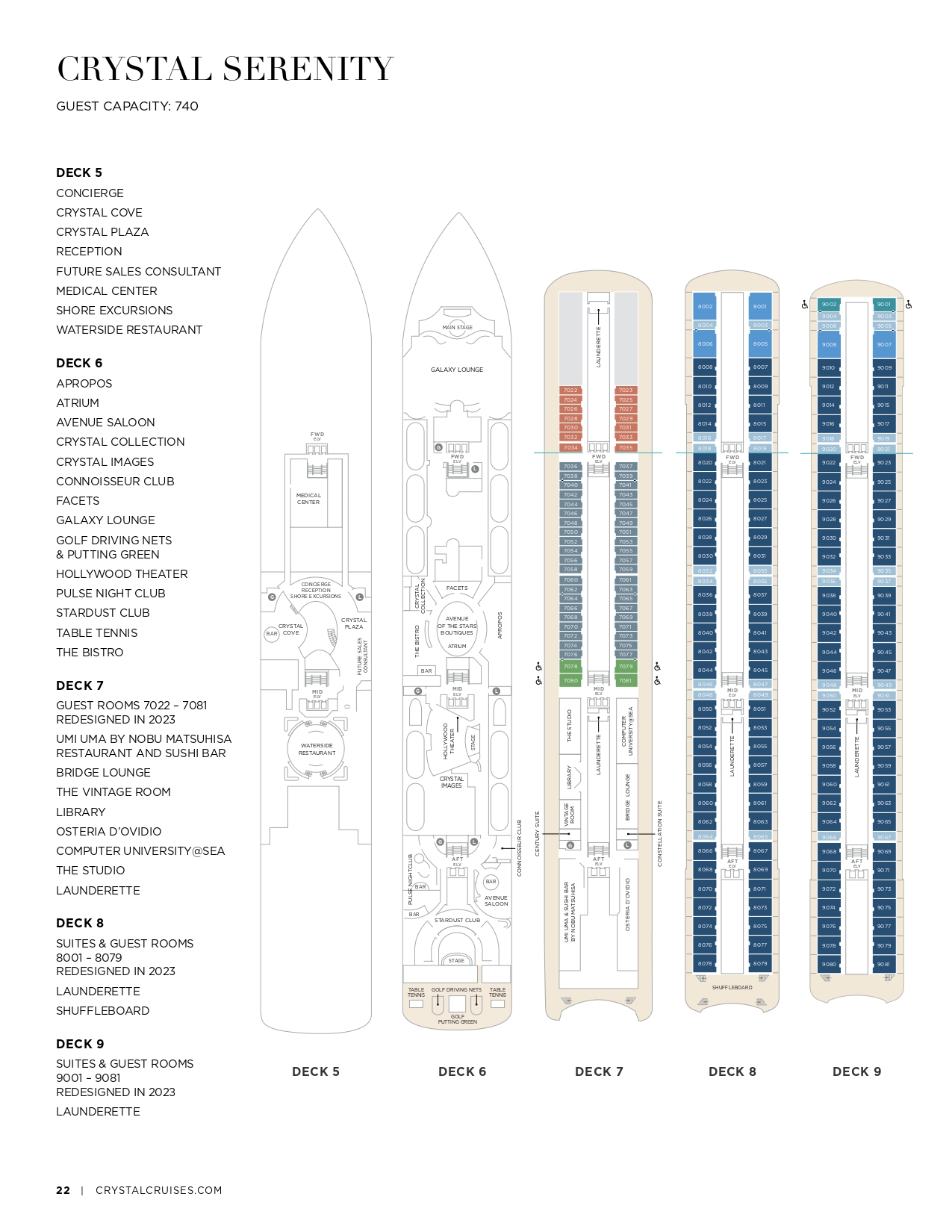 Crystal Serenity Deckplan Emocean Luxus Kreuzfahrten