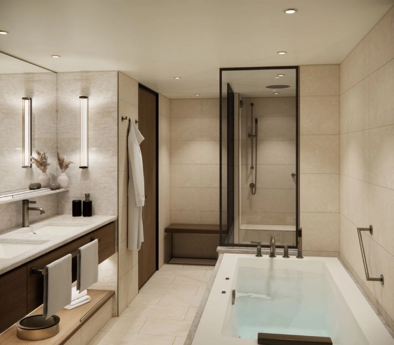 Crystal Grace Sapphire Suite Bad, Duschkabine und Badewanne