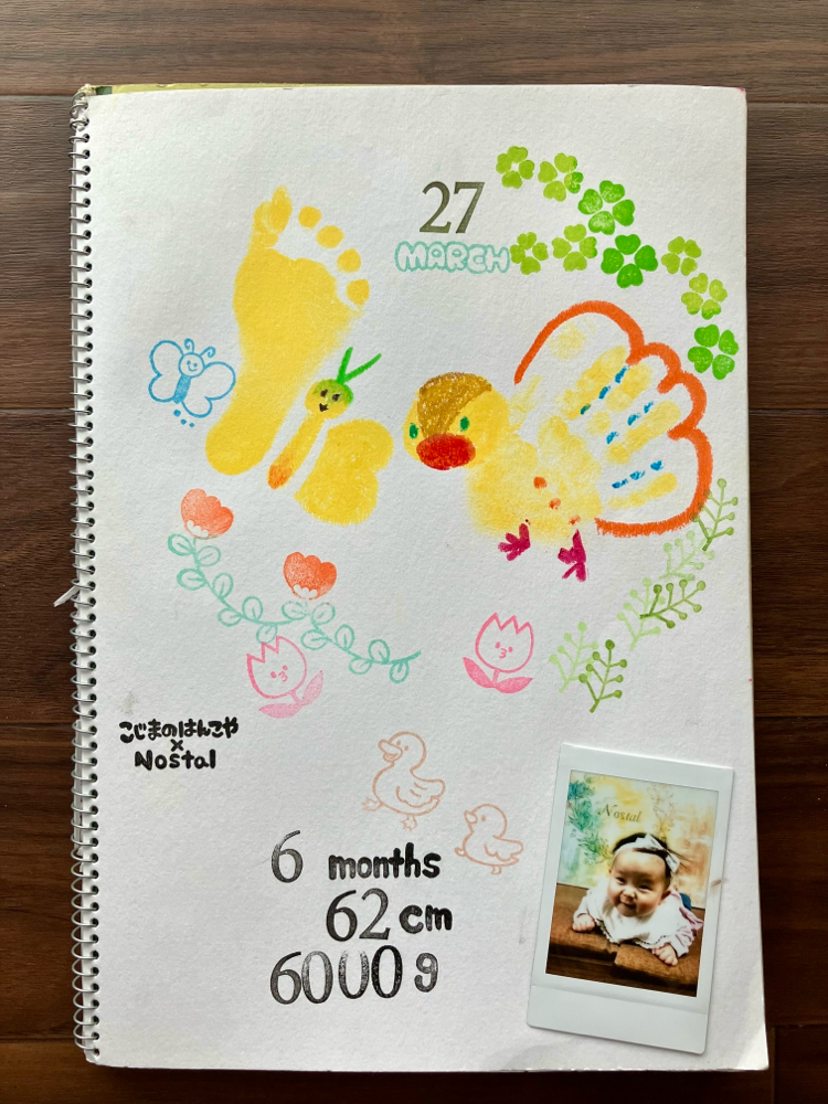 赤ちゃんの毎月の記念日手形アート足形アート