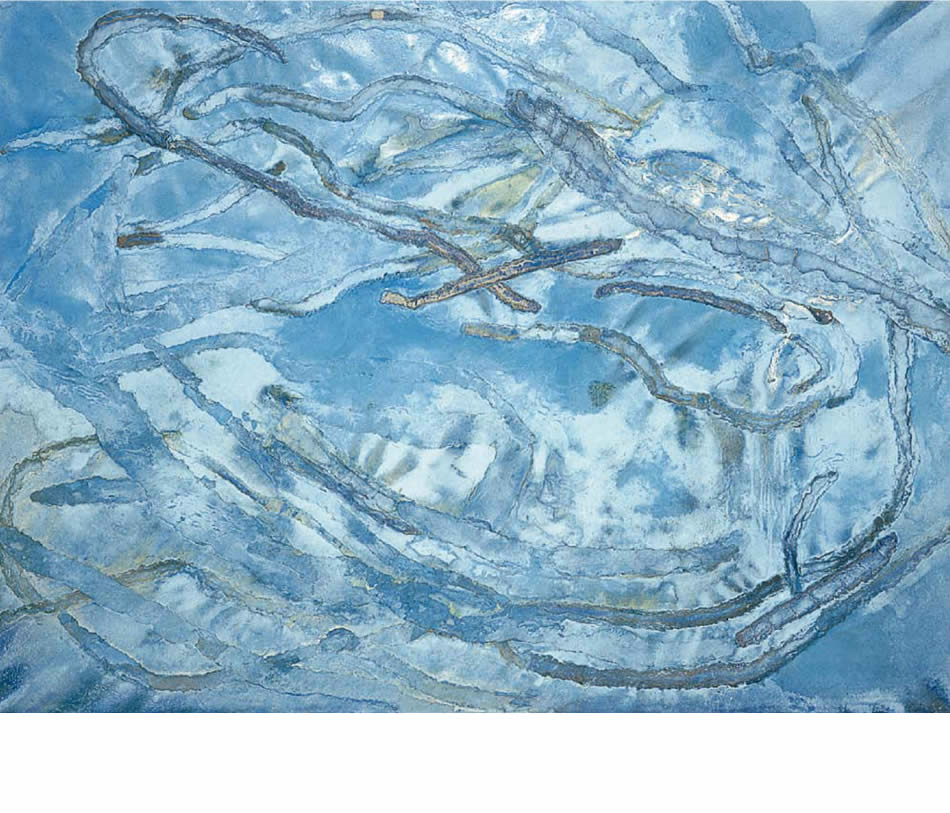 Am Wasser, Acryl auf Leinwand und Pappe, 1993, 140 x 190 cm (Privatbesitz)