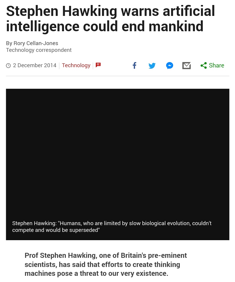 Hawkings sagt, dass Maschinen Frequenzen den Menschen auslöschen werden 