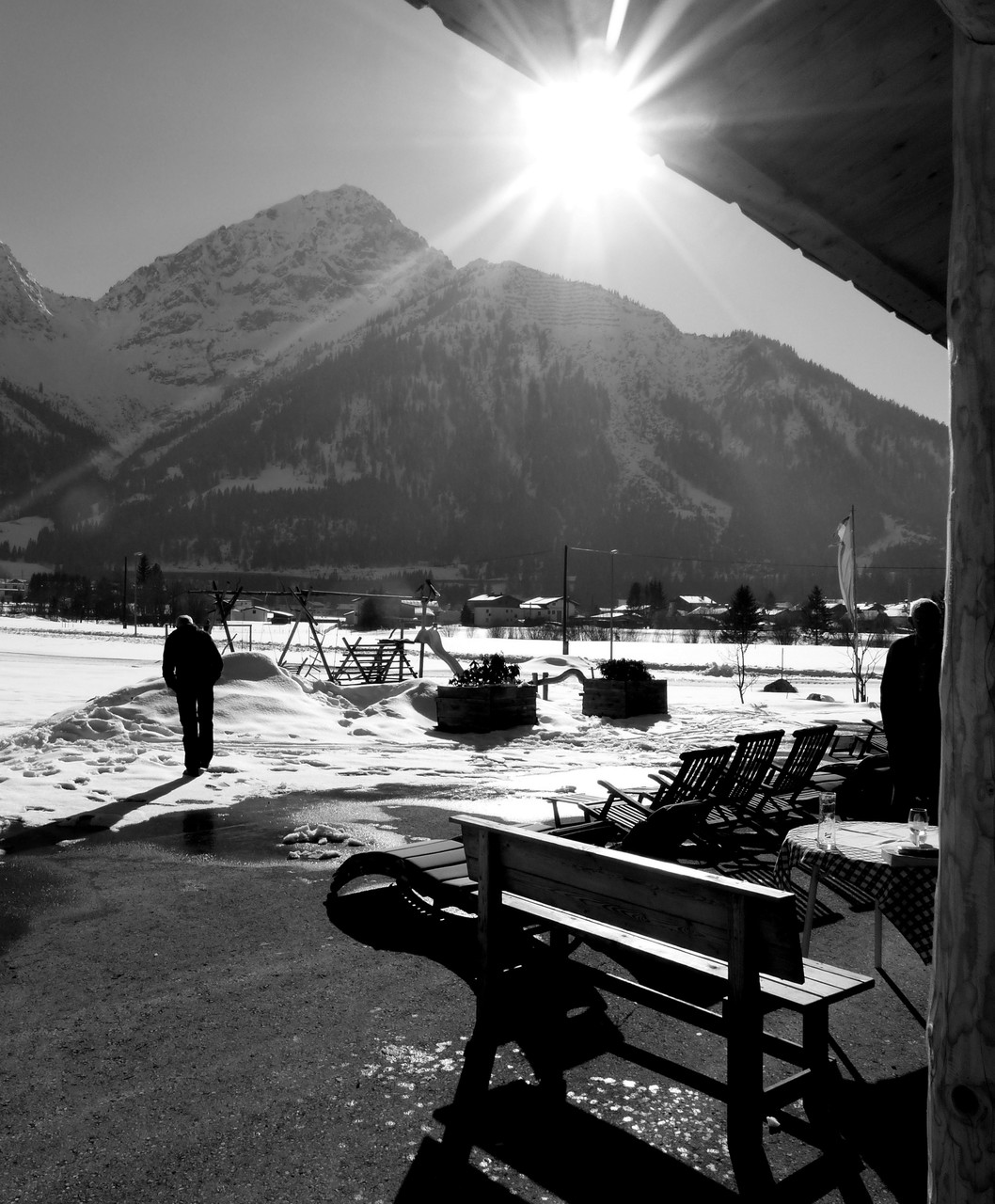 Intensive Sonne auf der Sunnawirt-Terasse